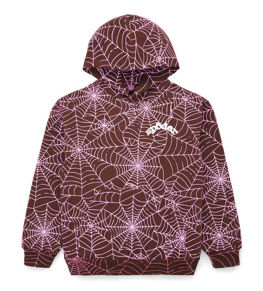 SPIDER AOP HOODIE BROWN/PINK