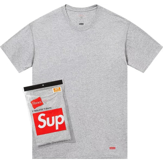 Supreme x Hanes Tagless Tees (2 Pack) 'Heather Grey'