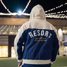 Wave zip hoodie Navy blue